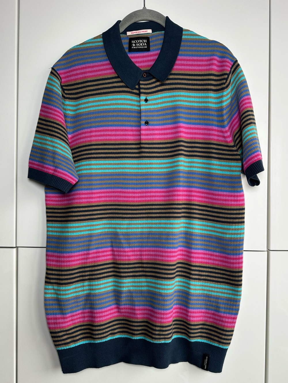 Scotch & Soda Rainbow Stripe Knit Polo Medium Dance All Night Organic Cotton